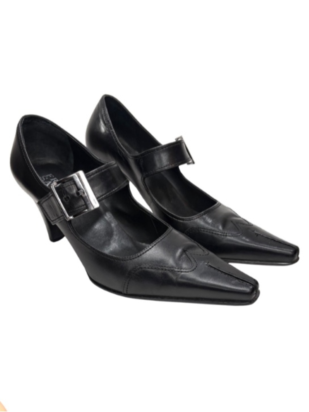 Franco Sarto Black Leather Mary Jane Pumps | 10 - Picture 9 of 9